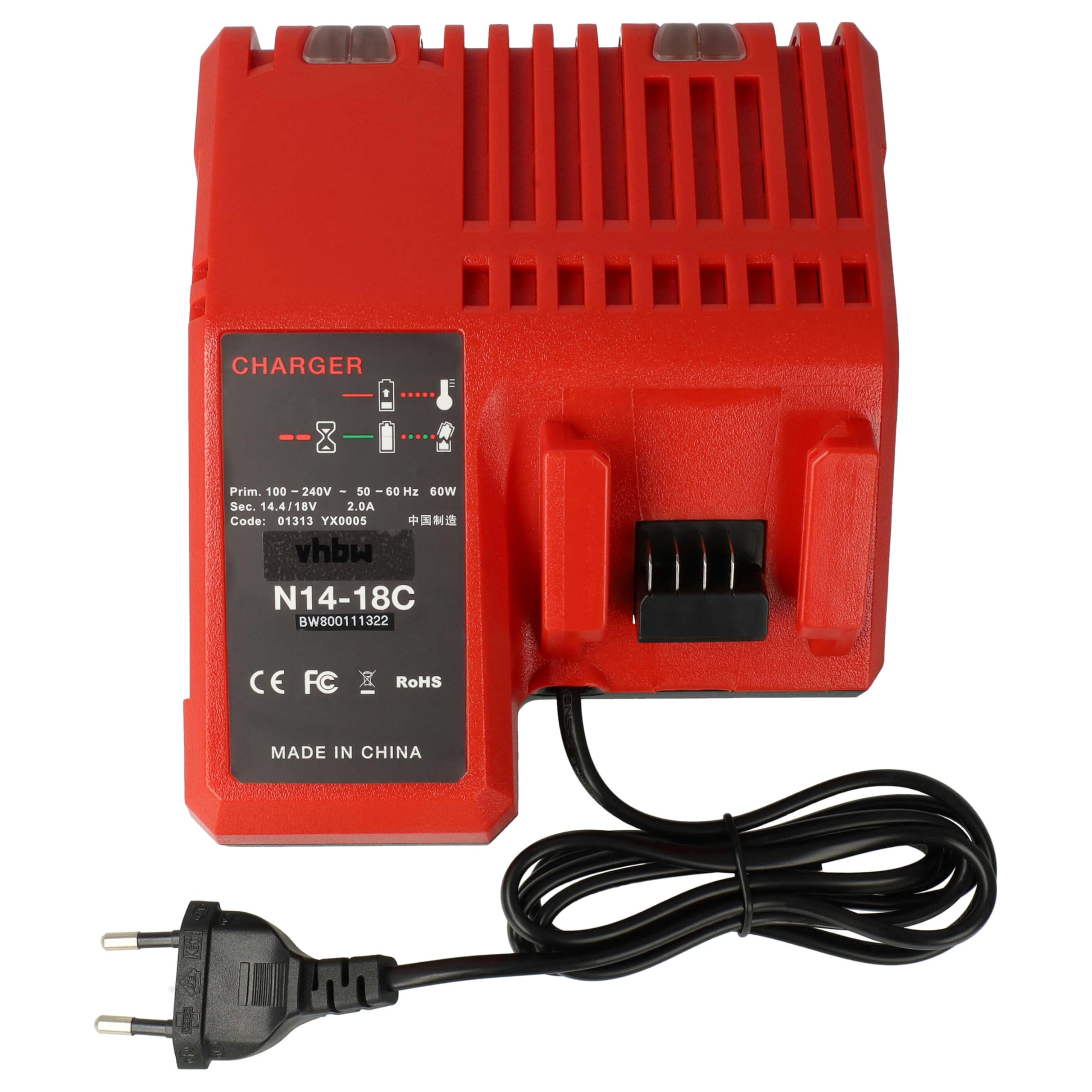 vhbw Cargador Compatible con BTI Dispositivos de 18 V Desde 4/2013 Herramientas Li-Ion - batería, 80 W