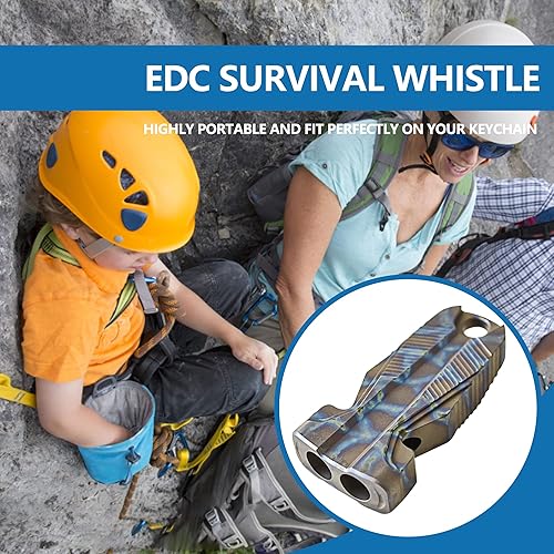 Miniatura 2 de Silbato de supervivencia de emergencia de titanio con collar, silbato de seguridad fuerte de hasta 120 decibelios para supervivencia de emergencia,