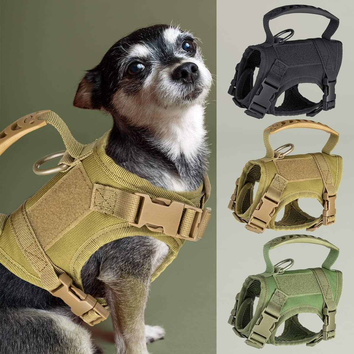 IronSeals タクティカルナイロン調節可能な犬用ベストハーネス快適なメッシュパディング子犬ベスト クイックリリースバックルとゴ