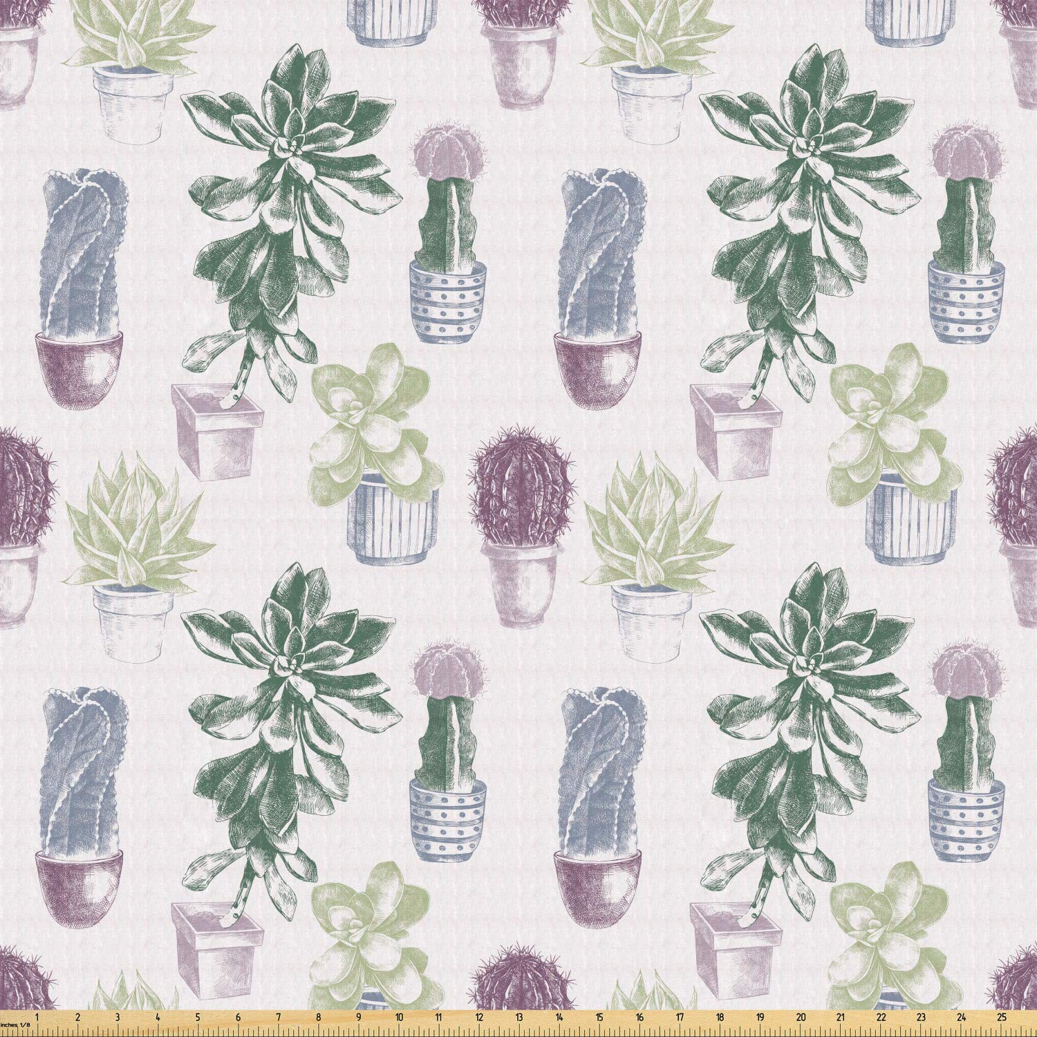 ABAKUHAUS Cactus Fabric by The Yard, Native Mexican Plants, Stretch Knit Fabric for Clothing Sewing and Arts Crafts, 10 Meters, Multicolor