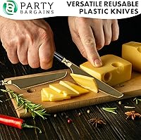 Vista 122 de Party Bargains Disposable Plastic Black Gold Cutlery Set, Infinity Modern Design Utensils, 40 Pack: 16 Forks, 8 Knives, 16 Spoons