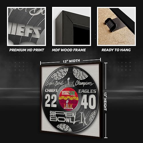 Miniatura 6 de Super Bowl 59 Champions Philadelphia Eagles vs Kansas City Chiefs - Arte de pared enmarcado para decoración de discos de vinilo  13 x 13 pulgadas