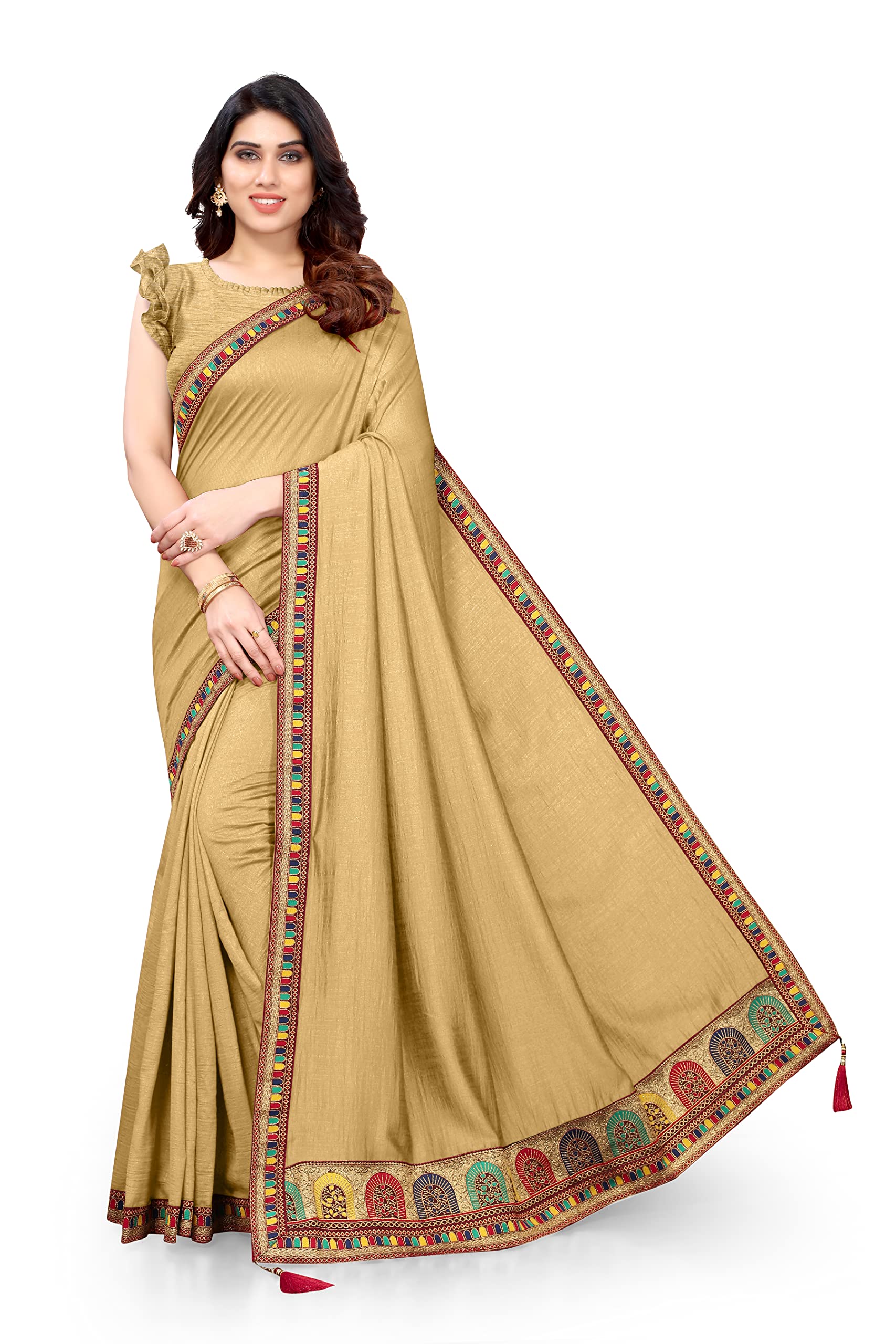MIRCHI FASHIONSilk Heavy Lace Work Saree
