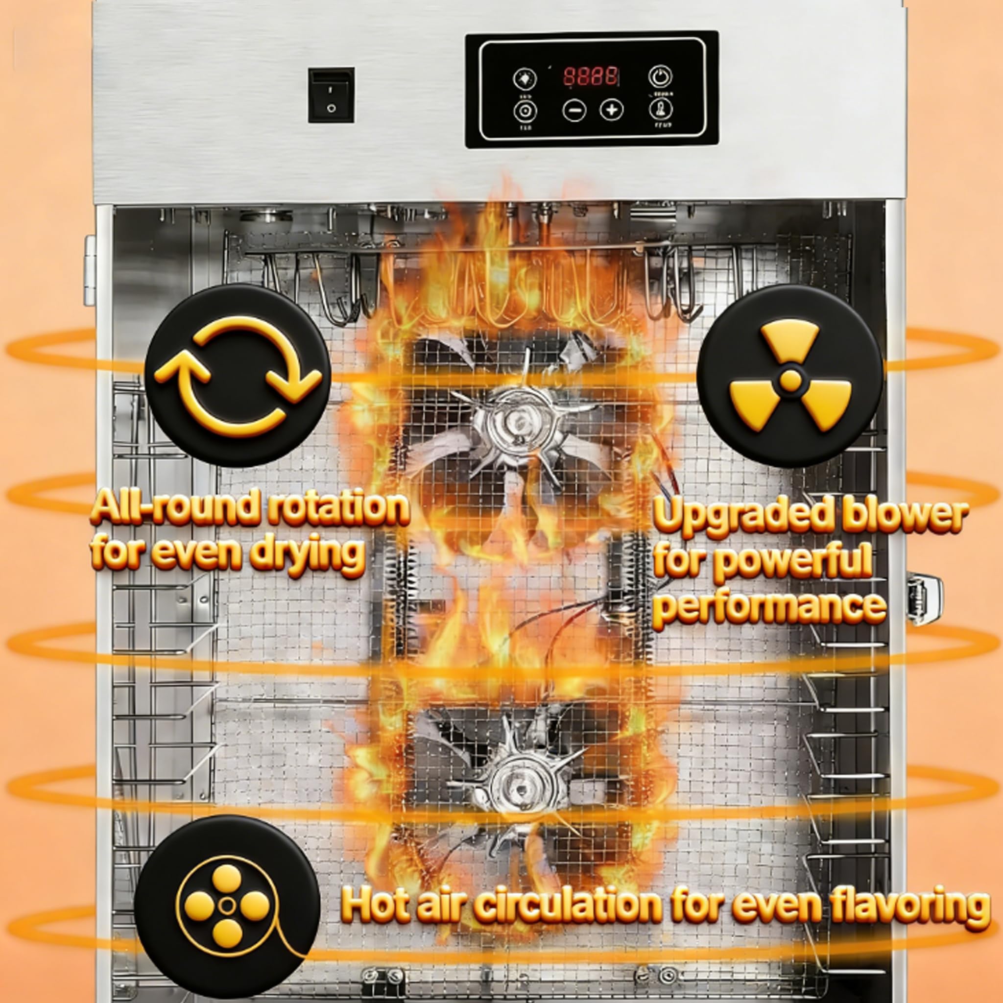 Essiccatore per Salsicce E Macchina per Carne Secca, Essiccatore Alimentare di Livello Commerciale con Ganci per Appendere, Potenza 800 W, Essiccazione Uniforme, Facile da Pulire
