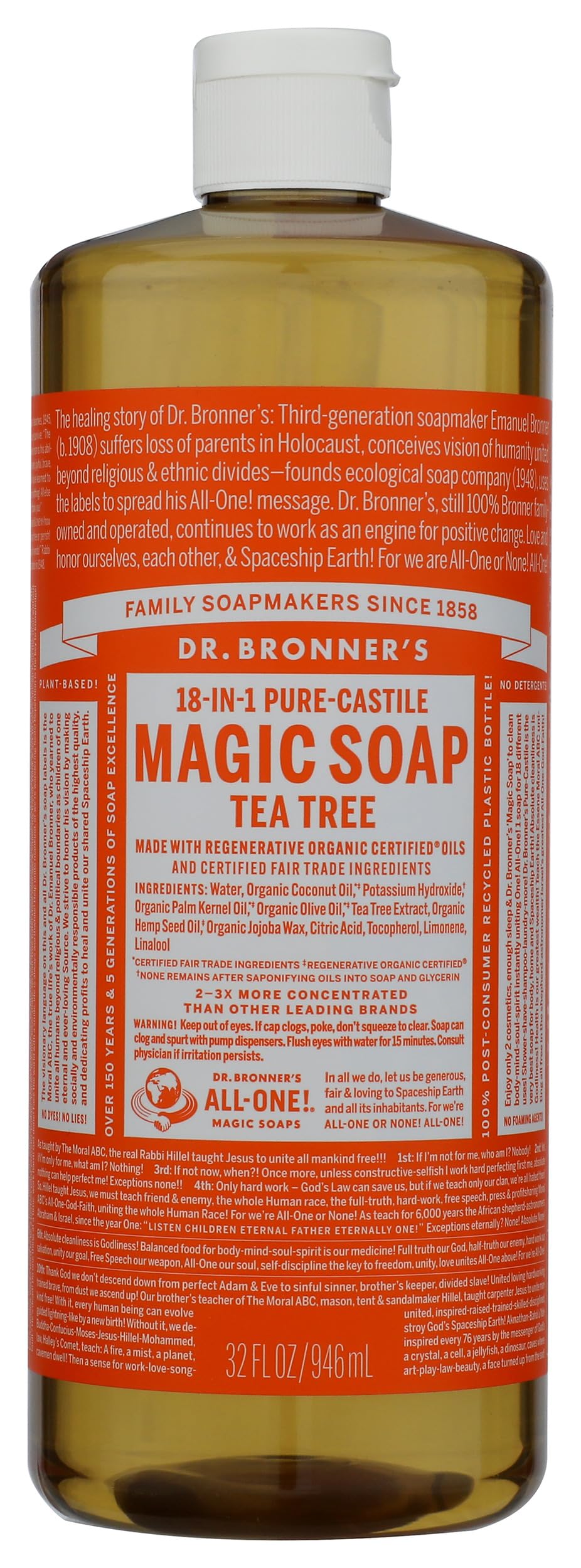 Dr.Bronner's Magic Soaps Pure Castile Soap - Tea Tree - 32 oz
