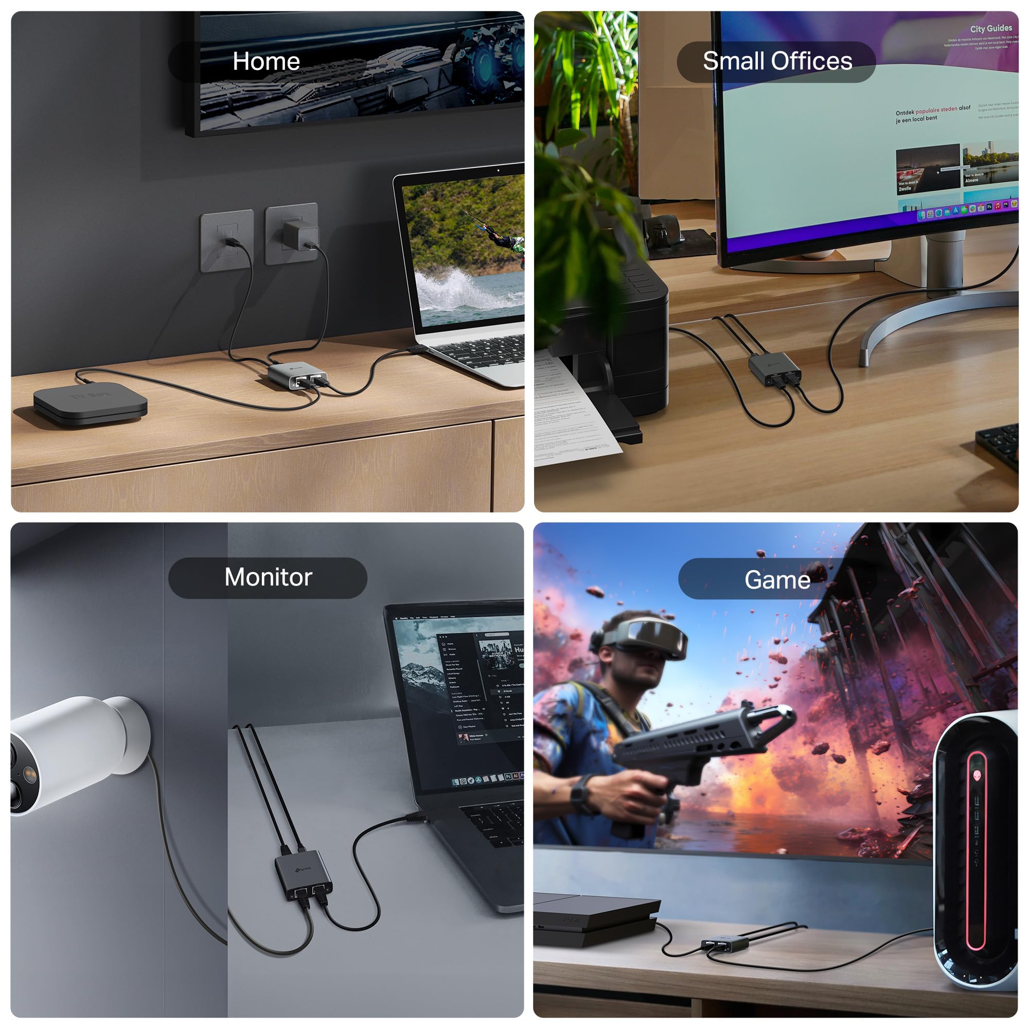 TP-Link Répartiteur Ethernet 1 vers 2, 1000 Mbps, haute vitesse, double port, répartiteur Internet, compatible avec les câbles Cat8/7/6/5e/5, USB-C et Ethernet inclus, étui en aluminium, Plug and Play