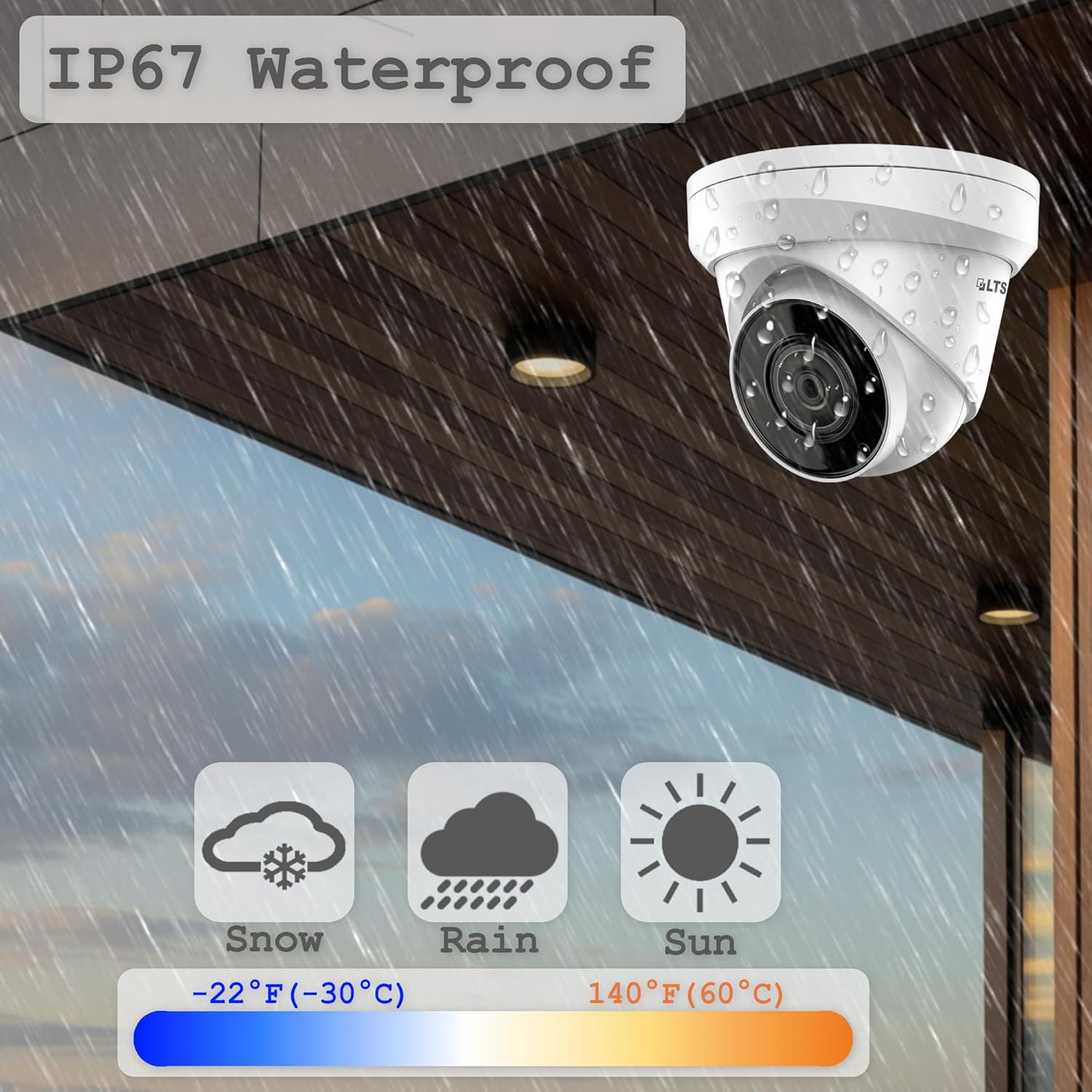 LTS 8ch PoE Security Camera System, 8-ch NVR with 2TB HDD + 4MP IP Cameras (6 Turret Cameras)