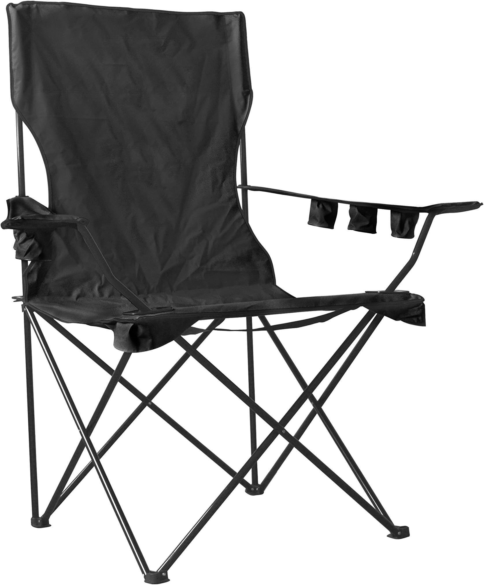 6 FT Giant Oversized Jumbo XXL Monster Kingpin Big Portable Folding Chair Camp Beach Outdoor Patio with 6 Cup Holders Free Carry Bag - Black