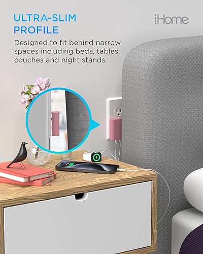 Miniatura 4 de iHome Cargador USB-C multipuerto de 40 W, bloque plano de 2 puertos AC Pro, adaptador de pared de carga rápida dual