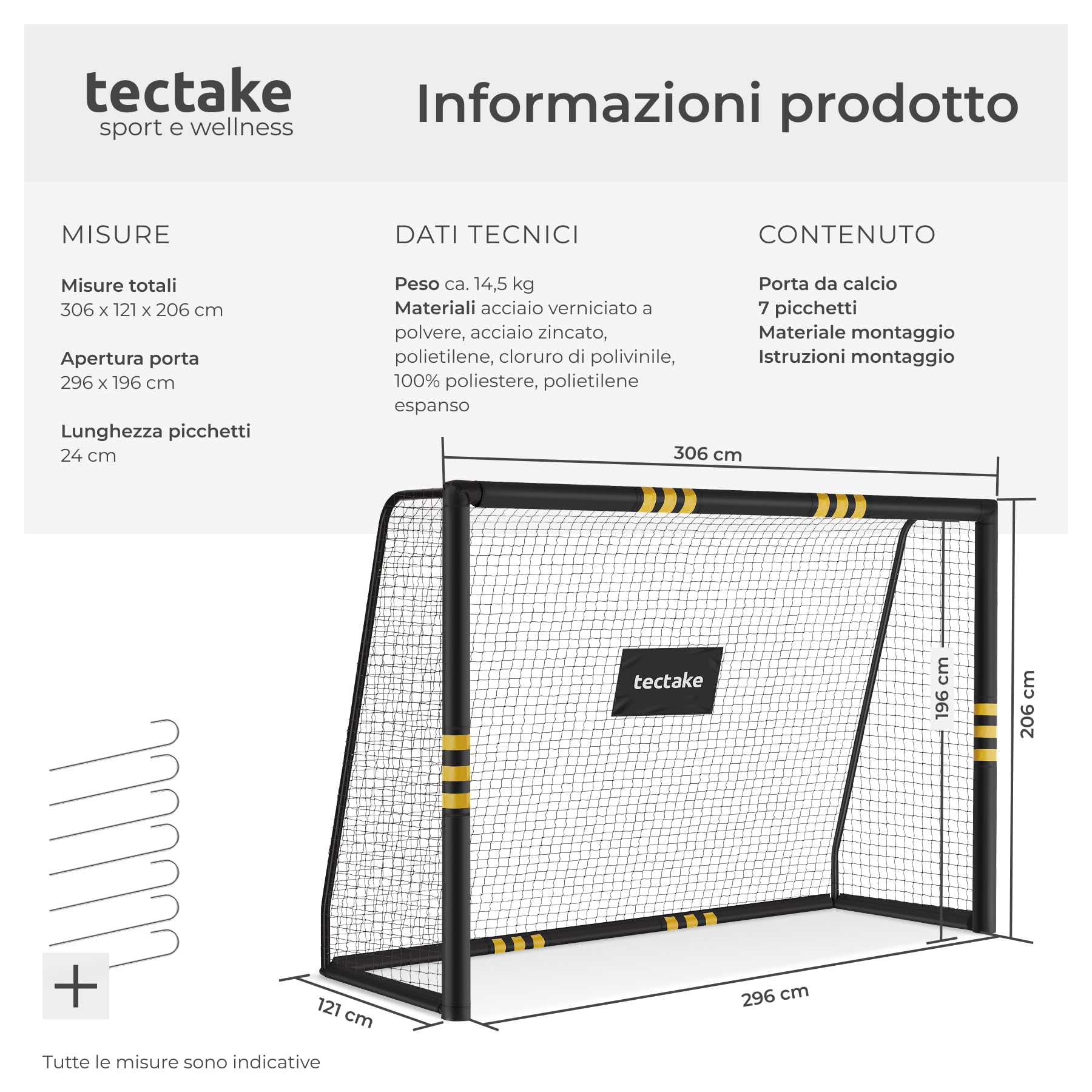 tectake® Porta da Calcio Resistente alle Intemperie