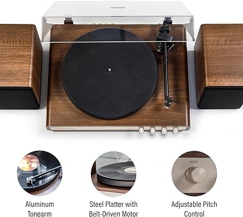 Miniatura 2 de Crosley C65 Record Player with Speakers - Bluetooth Turntable with 50W Bookshelf Speakers, Simple Set Up Vinyl Player with Dust Cover, Record Player