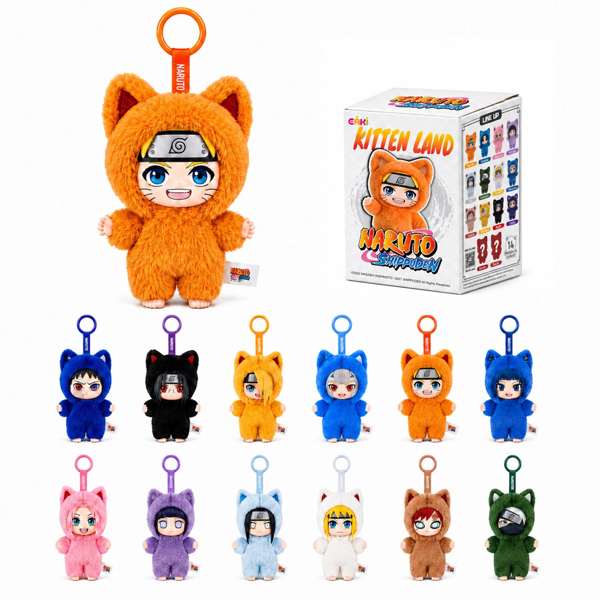 ROLOSO Naruto Shippuden Action Figures Kitten Land Plush Keychain Blind Box Set Official…