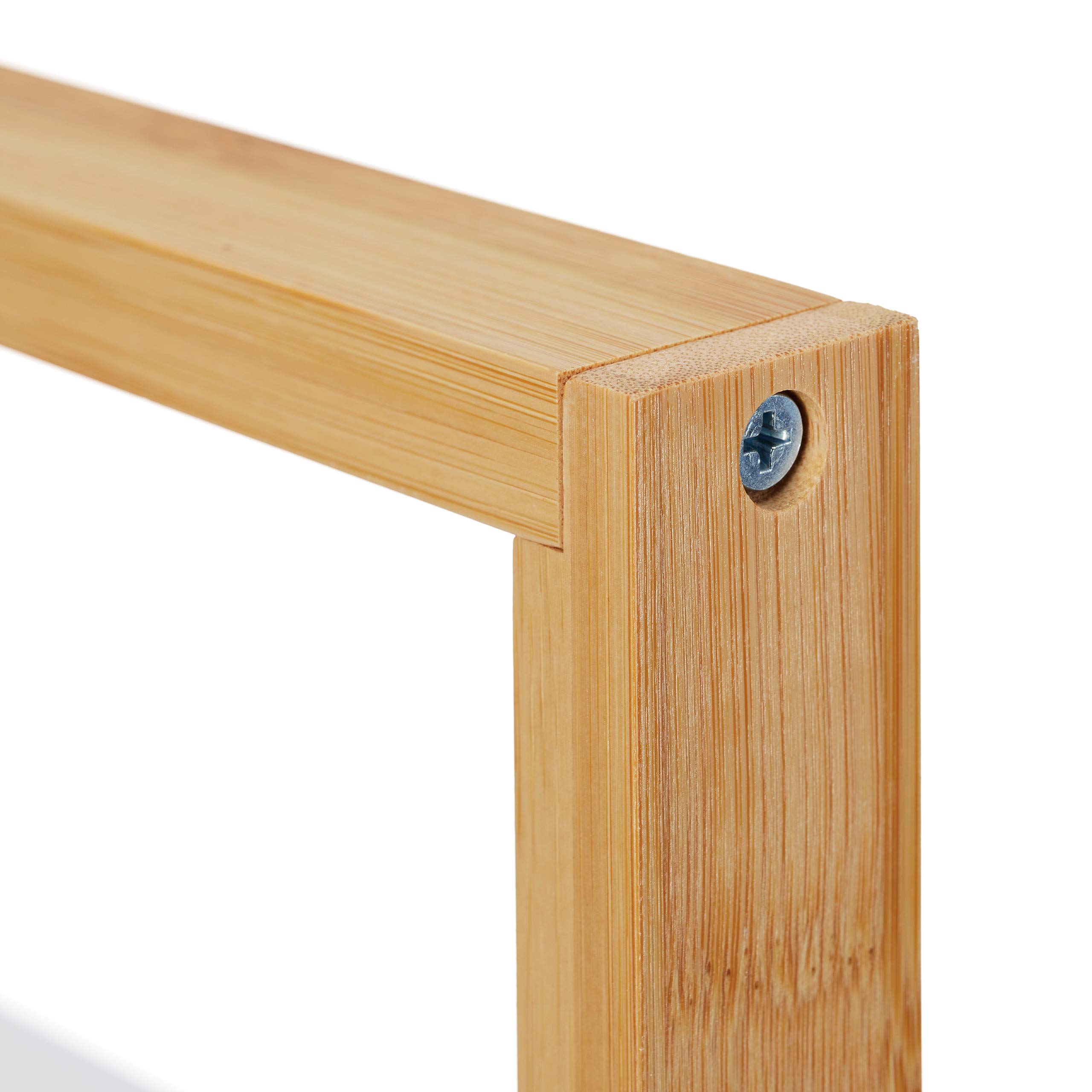 Relaxdays Scaffale da Bagno, 4 Ripiani, Mobiletto in bambù & MDF, Mobile Stretto, HLP: 88 x 30 x 18 cm, Bianco Naturale