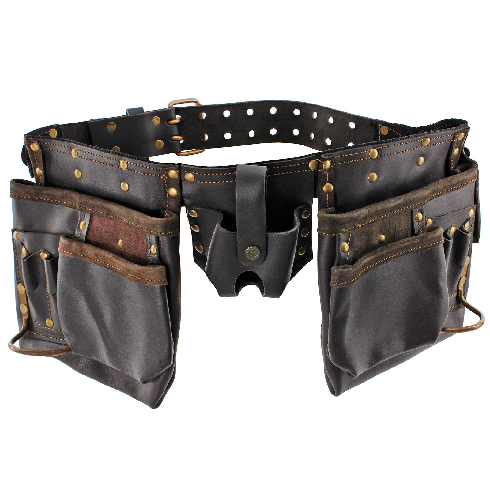 Spares2go Ceinture porte-outils en cuir tanné à l'huile, 12 poches
