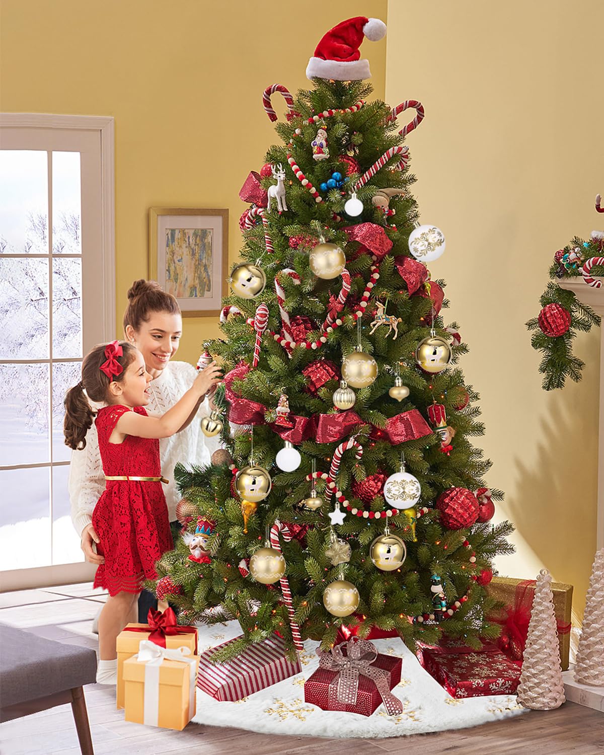 52 Piezas Bolas de árbol,Navidad Inastillable Bolas Plastico Adornosadecuadaspara el Hogar Festival,adecuadas para interioresy exteriore,Navidad
