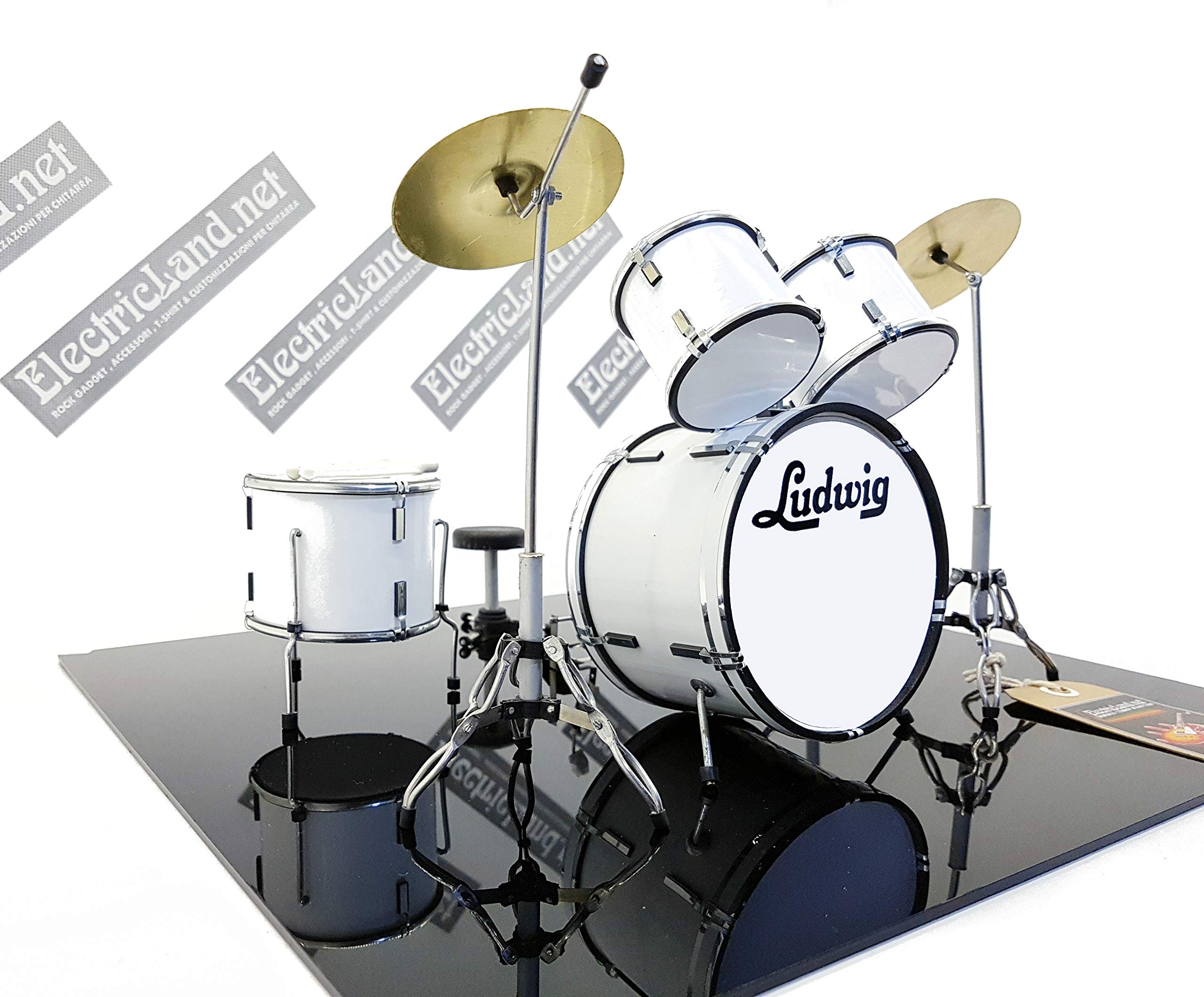 Mini Drum kit Ludwig white miniature rock 25cm model scale 1:4 collectible box set batteria modellino da collezione