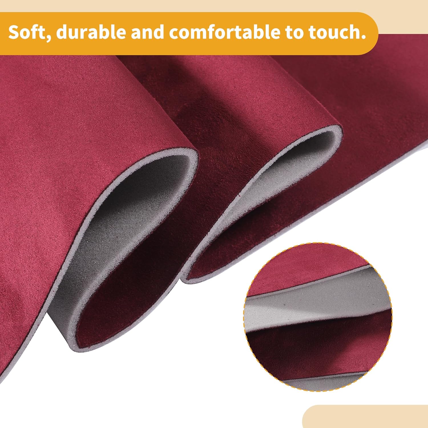 Headliner Fabric 96" L x 57" W Interior Trim DIY Roof Repair Replacement Suede Fabric Wine Red 1 Pcs