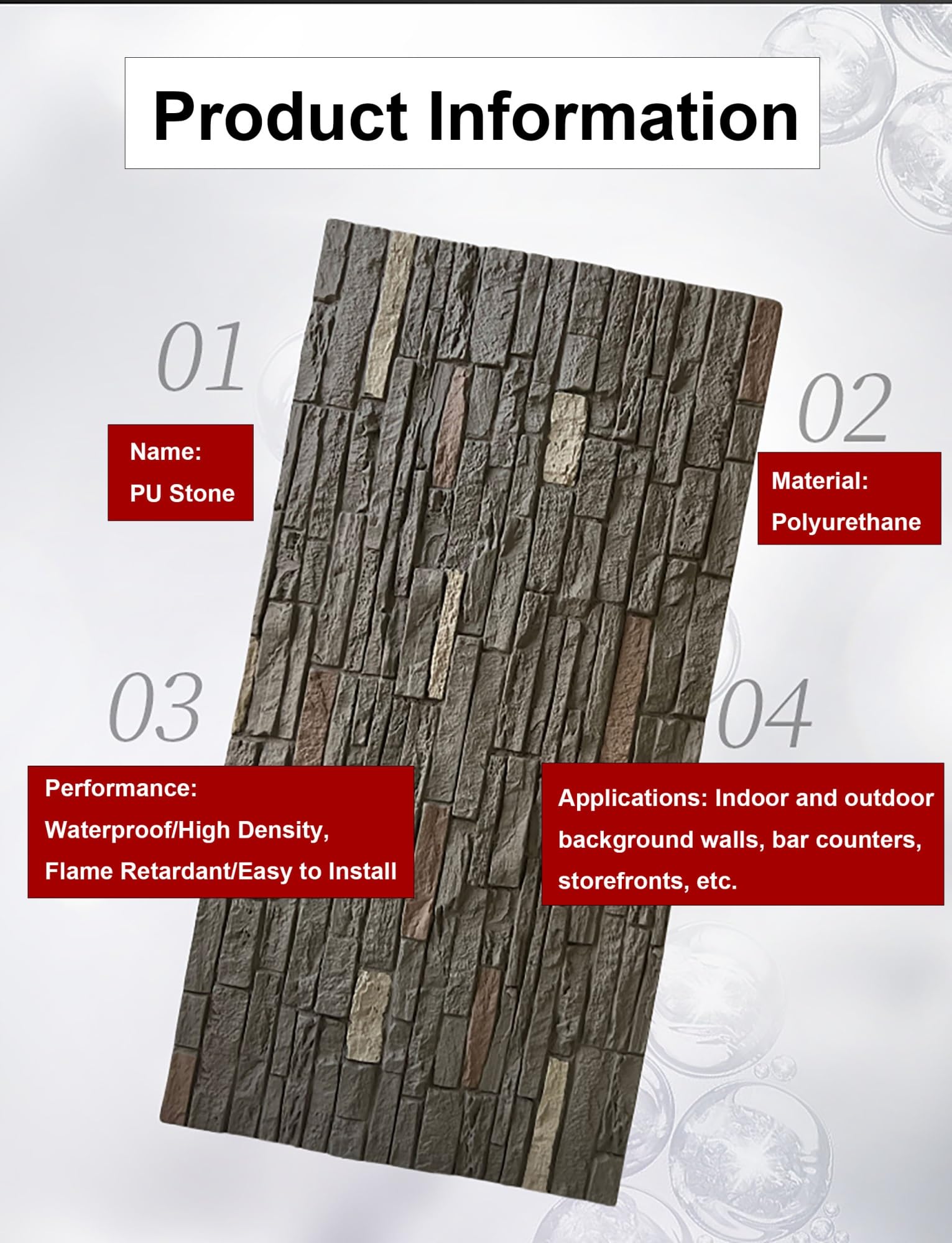 Pannelli autoadesivi, Pannelli da Parete in Finta Pietra PU 3D da 4 Pezzi, 60x120 cm, Rivestimento for pareti Interne ed Esterne