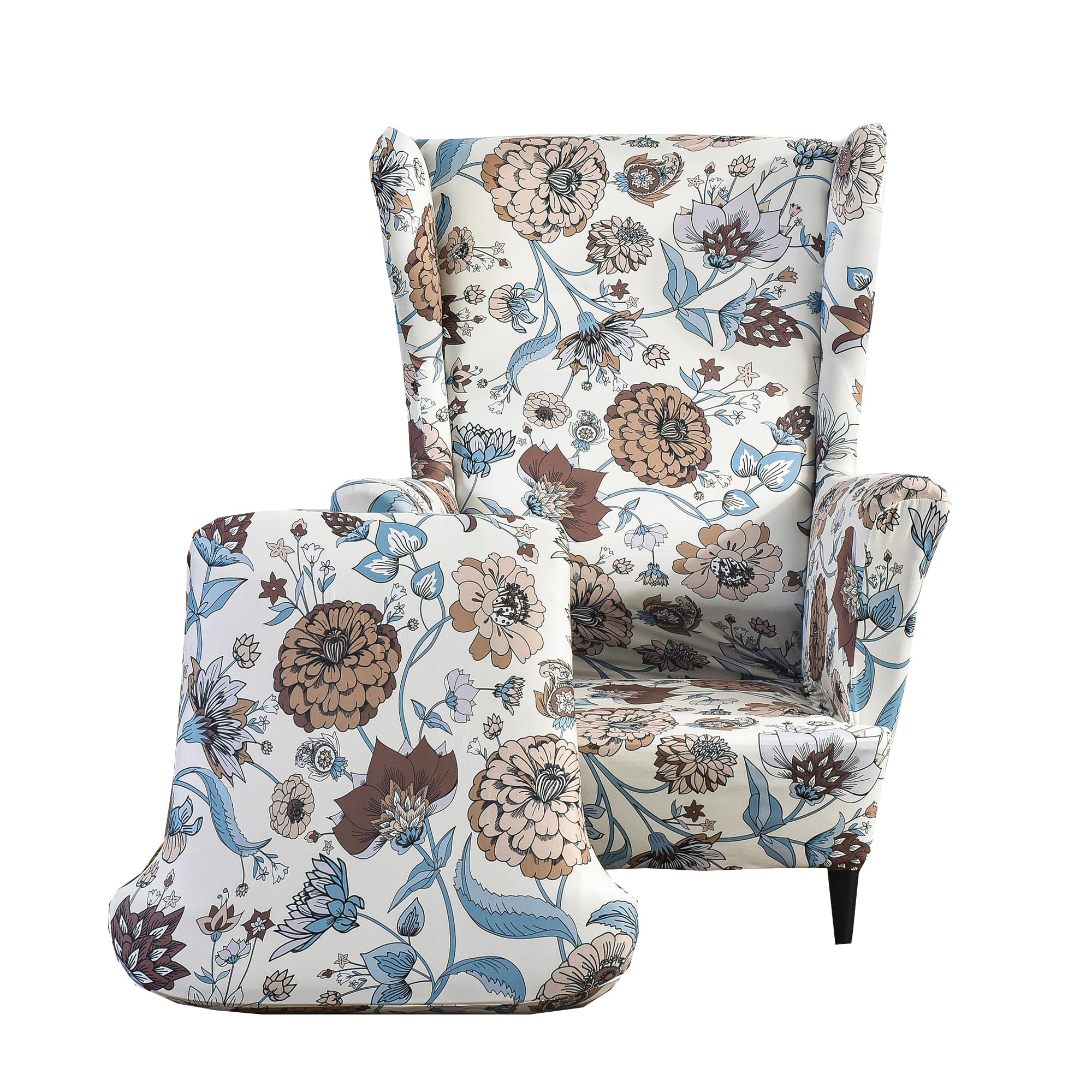CRFATOP Wingback Chair Covers 2 Pieces Stretch Printed Wing Back Chair Cover Sofa Slipcover Washable Wingback Armchair Slipcovers Furniture Protector
