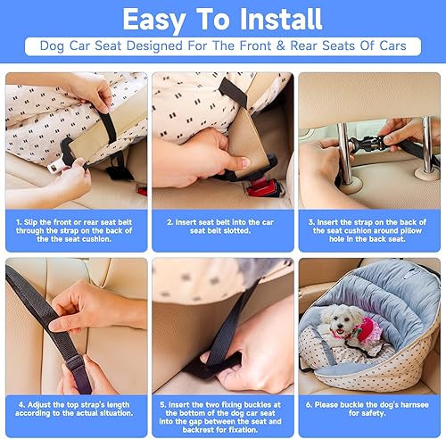 Miniatura 3 de Asiento de automóvil para perros con almohadillas lavables de entrenamiento para cachorros medianos y pequeños, desmontable y portátil, asiento