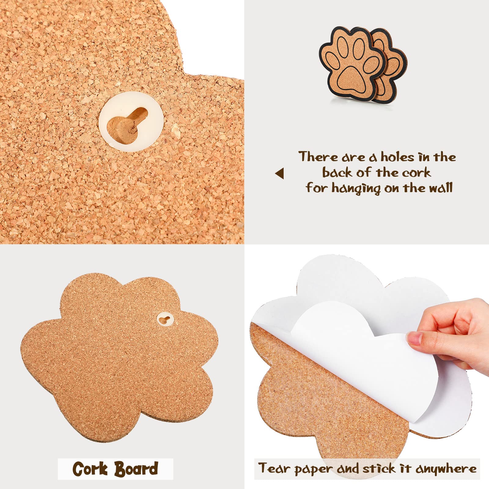 Produktbild von 6x Kork-Pinnwände Hundepfoten-Form - Dekorative Memoboards 23x21cm