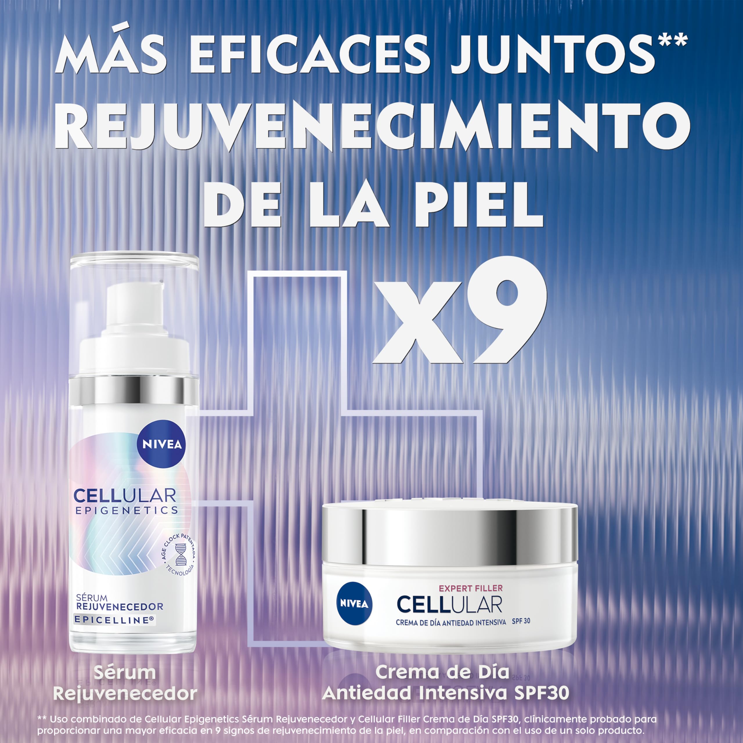 NIVEA Cellular Epigenetics - Serum Facial Rejuvenecedor con Epicelline - Cuidado facial Antiedad - 3 Tipos de Ácido Hialurónico - Revierte la Edad de la Piel - Todo tipo de pieles - 30 ml