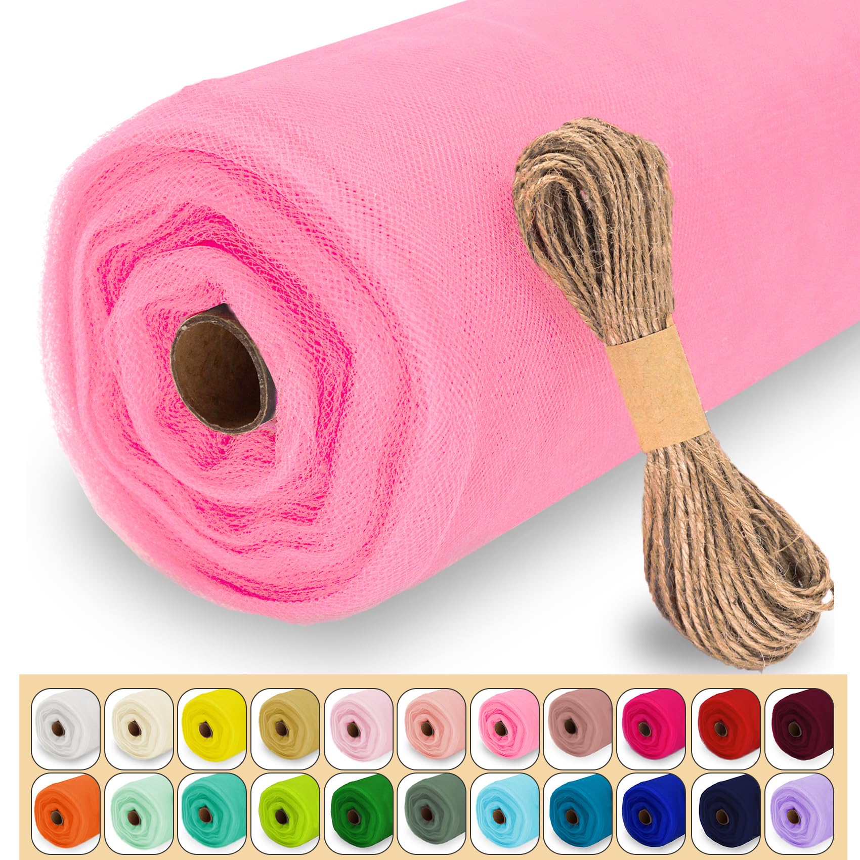 Luceinvita Pink Tulle Fabric Roll, 54" x 40 Yards (120FT) Tulle for Wedding Valentine's Day Decoration DIY Tutu Party Backdrop Baby Shower Table Skirts Gift Wrapping