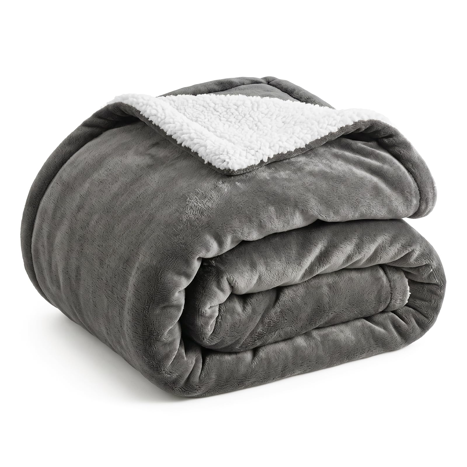 WOLTU Kuscheldecke flauschig, Sherpa Decke, 220x240 cm Grau