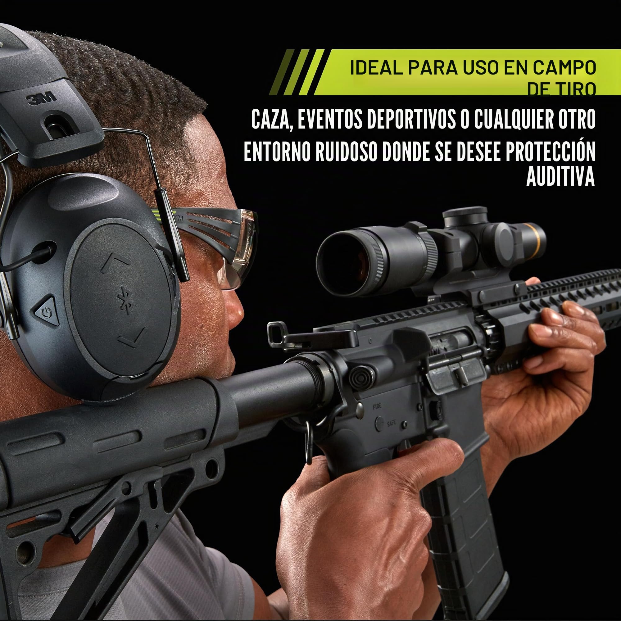 Peltor Sport Tactical 500 Protector auditivo electrónico inteligente con tecnología Bluetooth, protección para los oídos para disparos, pistolas, caza