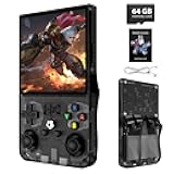 R36MAX Retro Handheld Game Console, 4.0 Inch IPS Screen, 64GB Memory, Portable Arcade Video Gaming Console Gift for Adults, Black