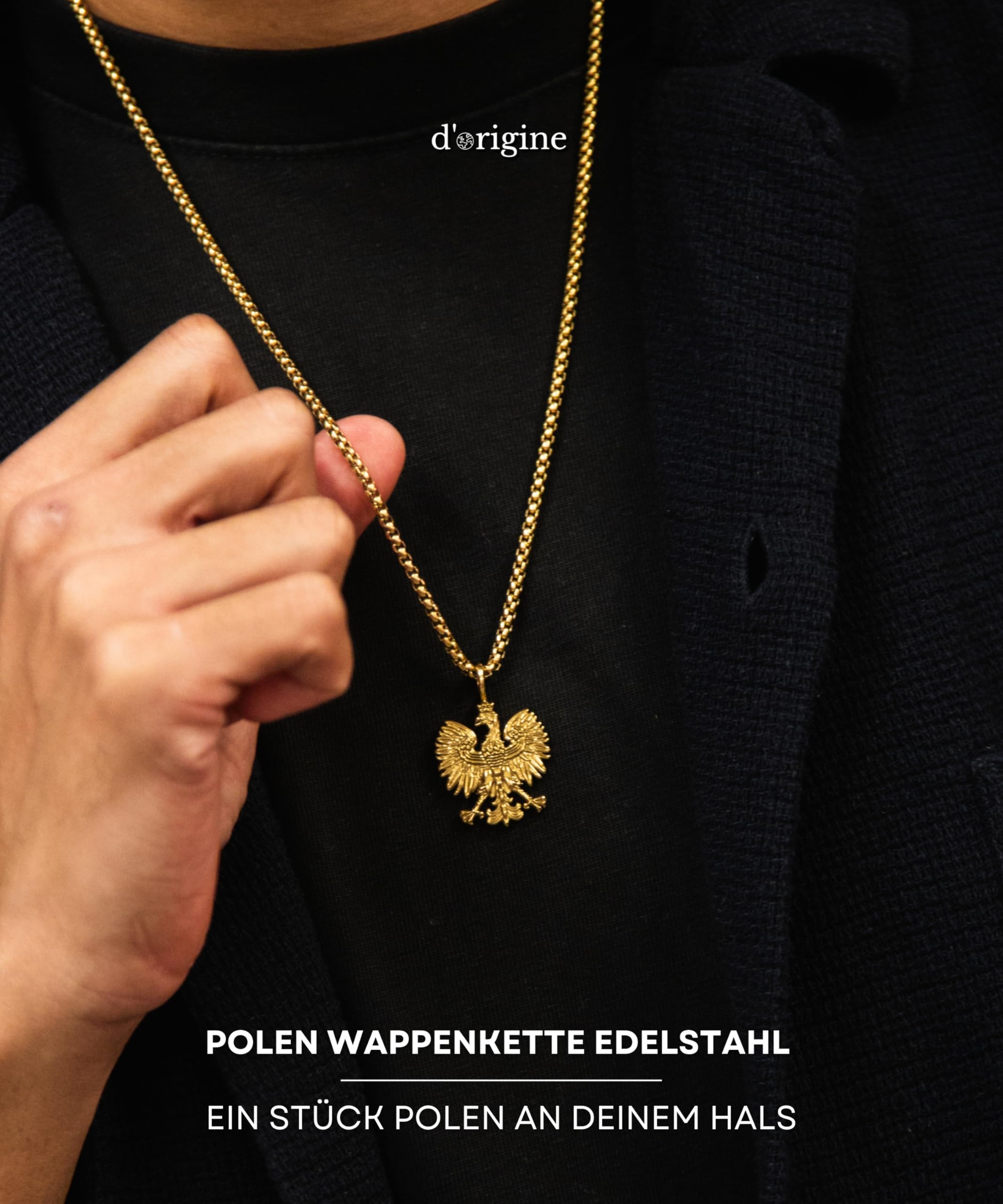d'origine Polen Adler Kette Herren – Polnisches Wappen (Edelstahl)