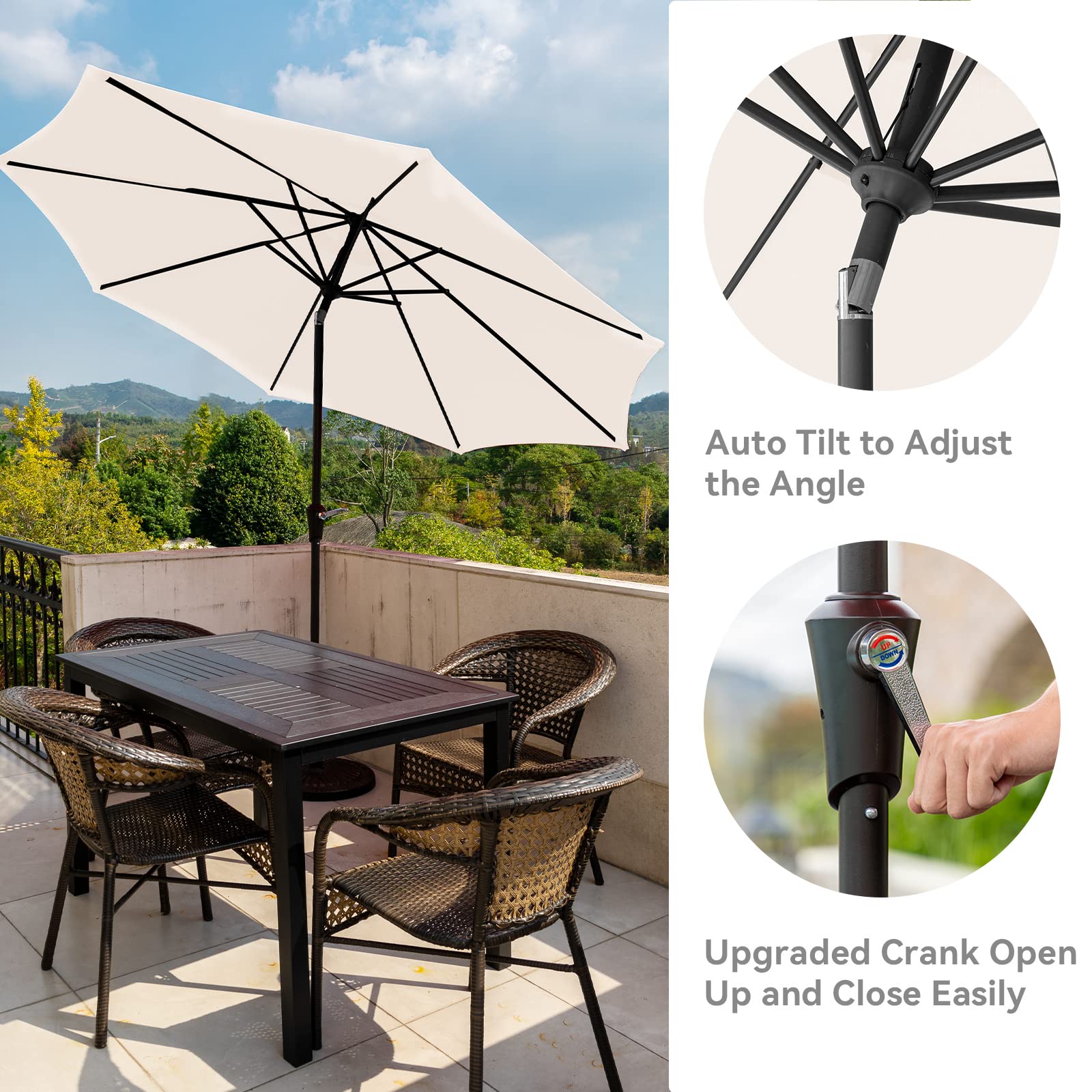 black sunbrella patio umbrella California Umbrella 11' Sun Master Patio Umbrella Black Aluminum Pole  Fiberglass Ribs Crank Lift Tilt Sunbrella Pacific Blue - On Sale - Bed Bath  & Beyond