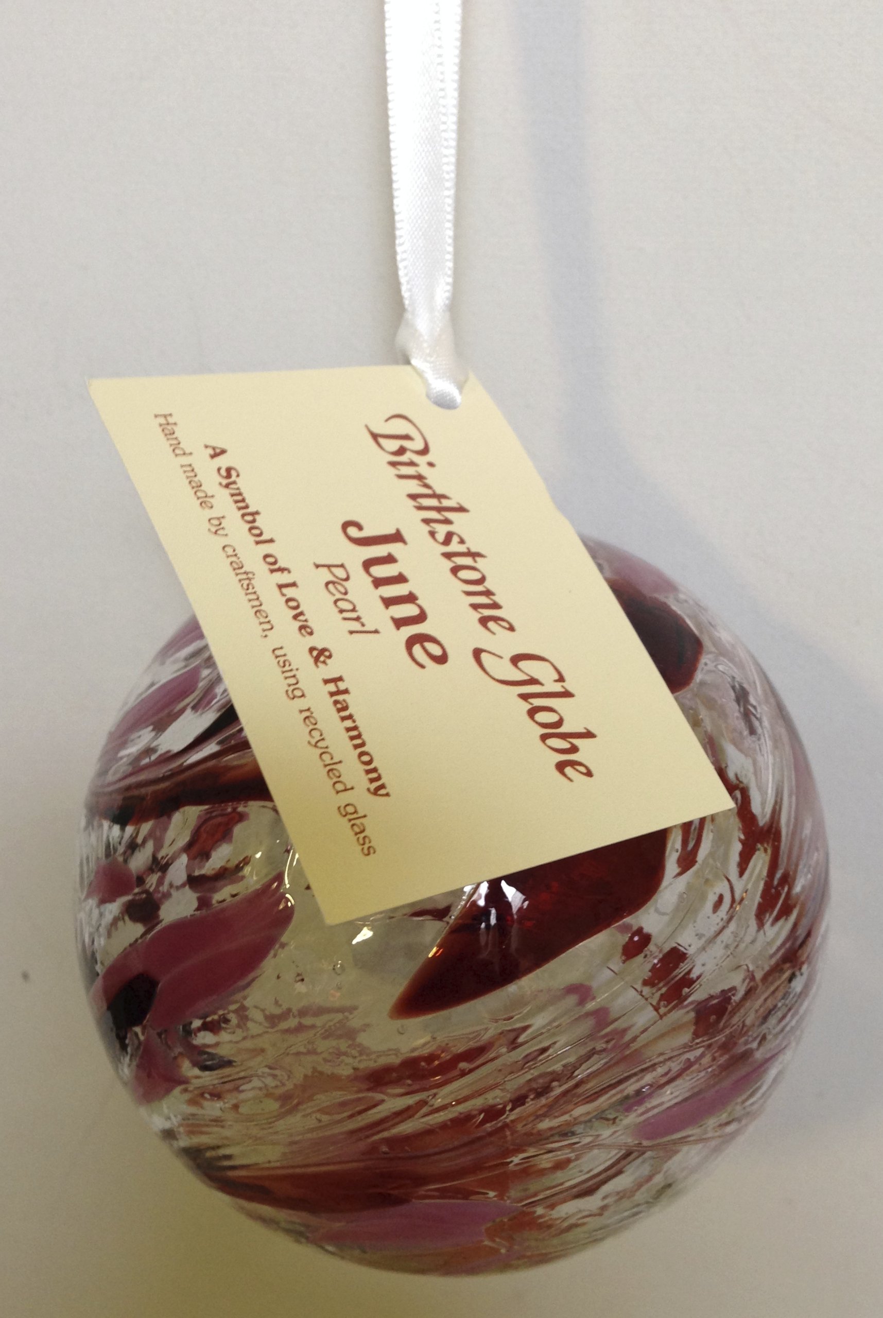 June Birthstone - Pearl - Hanging Birthstone Globe 6cm