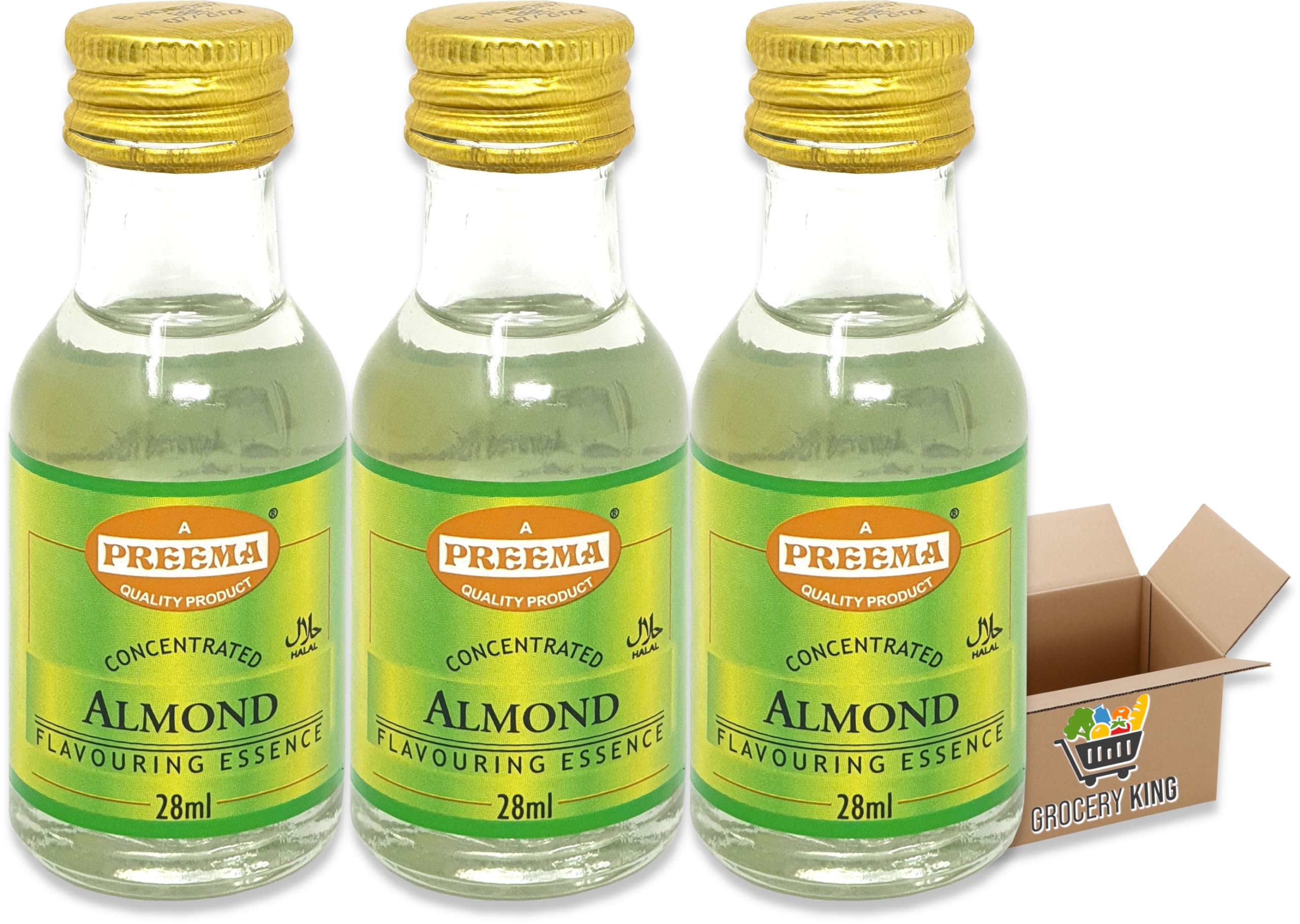 Flavouring Essence For 28ml | Pack Of 3 - Pack Of 6 - Pack Of 12 | For Cakes, Cookies, Boiled Sweets, Creams Grocery King (Almond Essence 28ml - Pack Of 3)