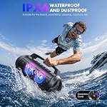 W-KING Haut-parleur Bluetooth Loud, 120W Haut-parleur portable Bluetooth Wireless Party Boombox avec 2* Subwoofer/70W Basse profonde, lumières/IPX6/42H/DSP/EQ/BT5.4/USB/TF/AUX, 110dB Haut Parleur Stereo Sound