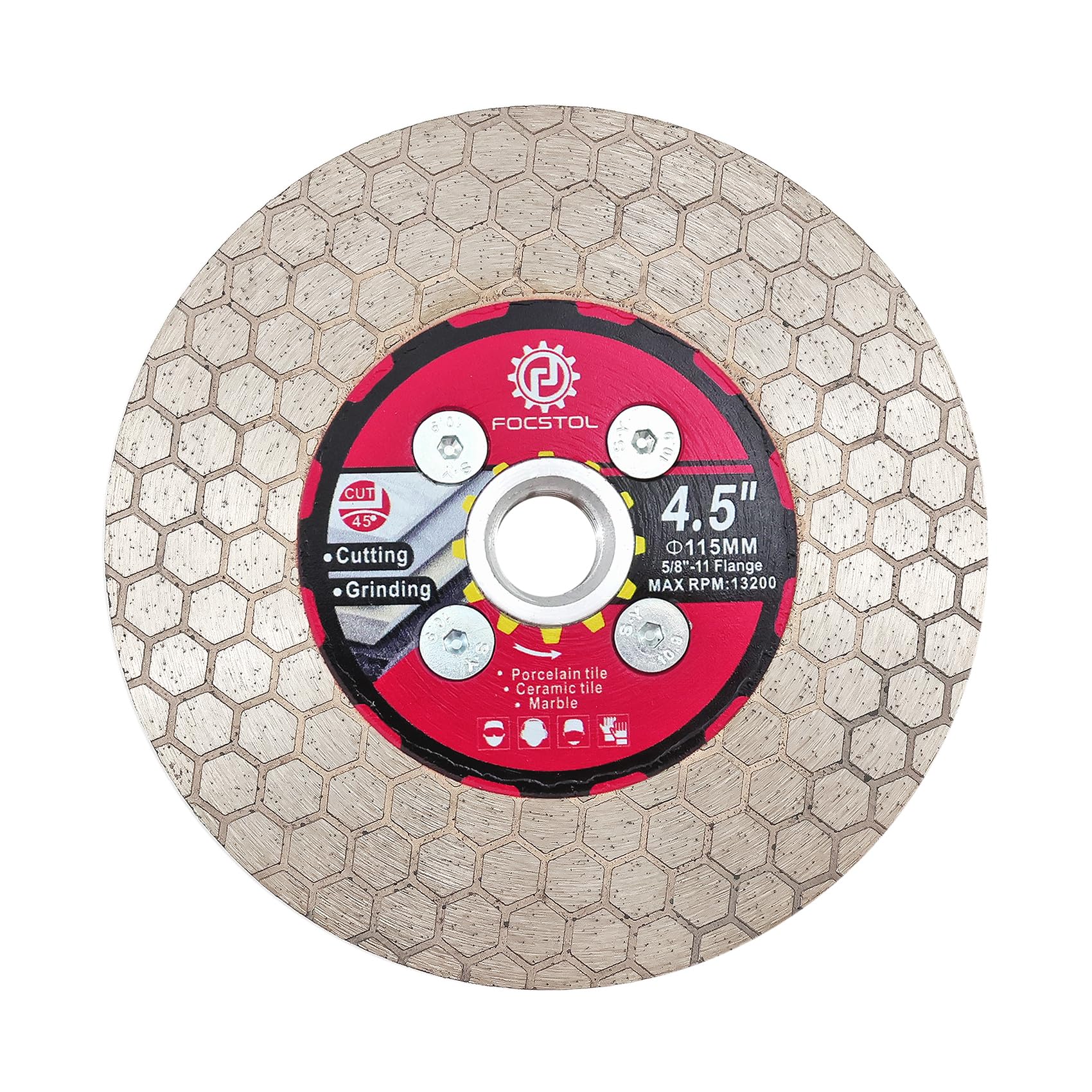 Diamond Tile Saw Blade - 4.5''(115mm) Cutting and Grinding Disc Wheel with 5/8"-11 Flange for Porcelain Ceramic Tile Marble Granite Artificial Stone