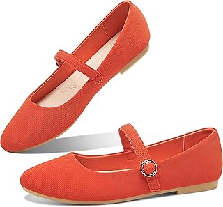 Mary Jane Flat Shoes Round Toe Ballet Flats for Women Dressy Fabric Business Flats Comfortable Classic Strap Flats for Office