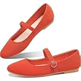 Obtaom Mary Jane Flat Shoes Round Toe Ballet Flats for Women Dressy Fabric Business Flats Comfortable Classic Strap Flats for Office