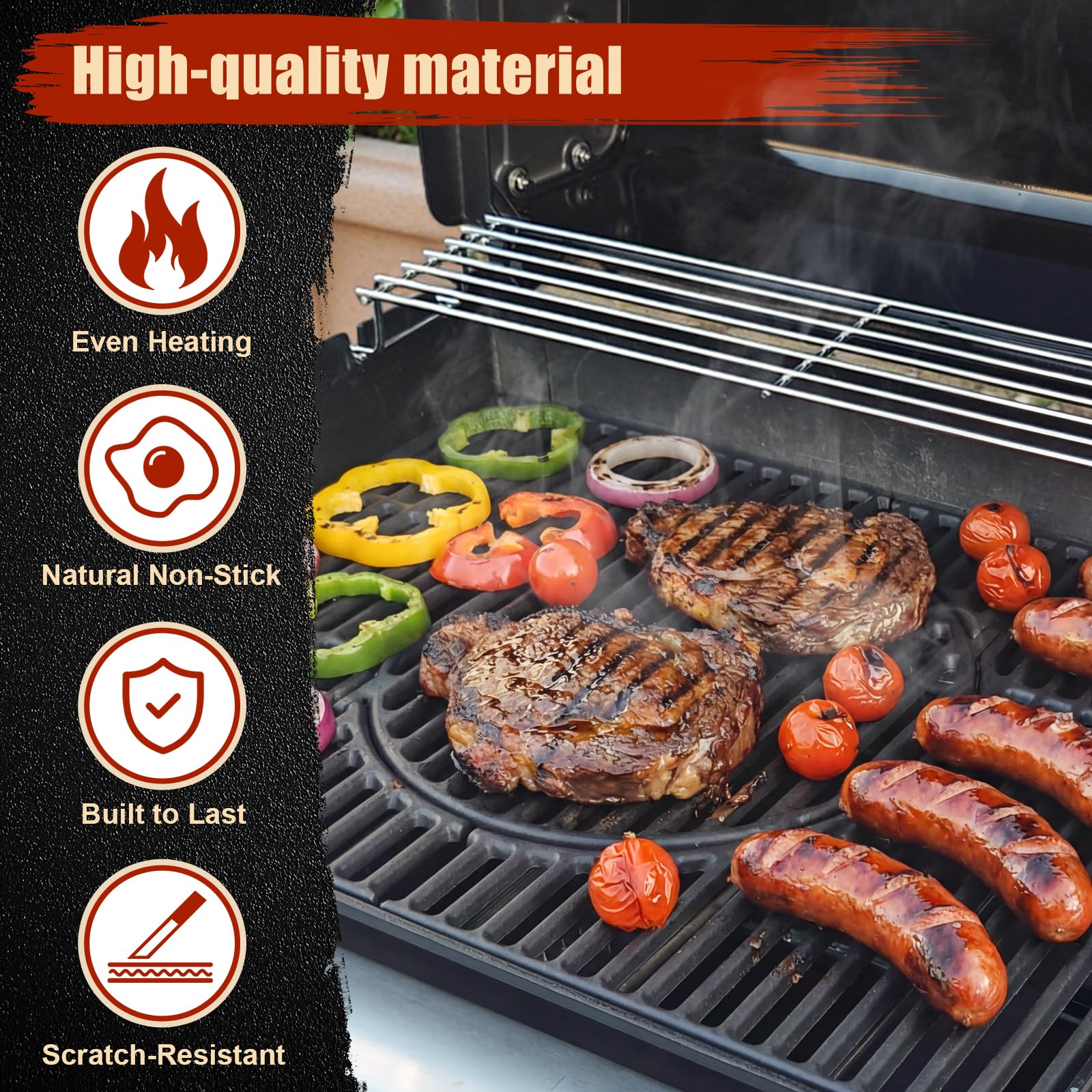 Denmay 44,5 x 60,6 cm Gusseisen Grillroste für Weber Spirit I & II 300 Serie gasgrill (mit vorderen Brennerknöpfen), Grillrost Ersatzteile für Spirit I & II E/S-310 320 330, Gusseisen Grillzubehör