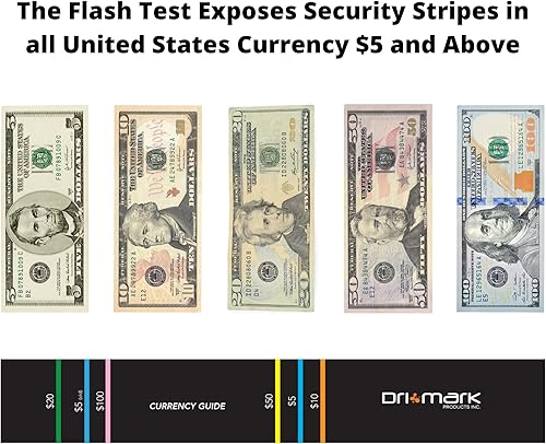 Miniatura 7 de Dri Mark Detector de facturas falsificadas de prueba flash 3 pruebas fáciles en un dispositivo pequeño marca de agua tinta tira de seguridad