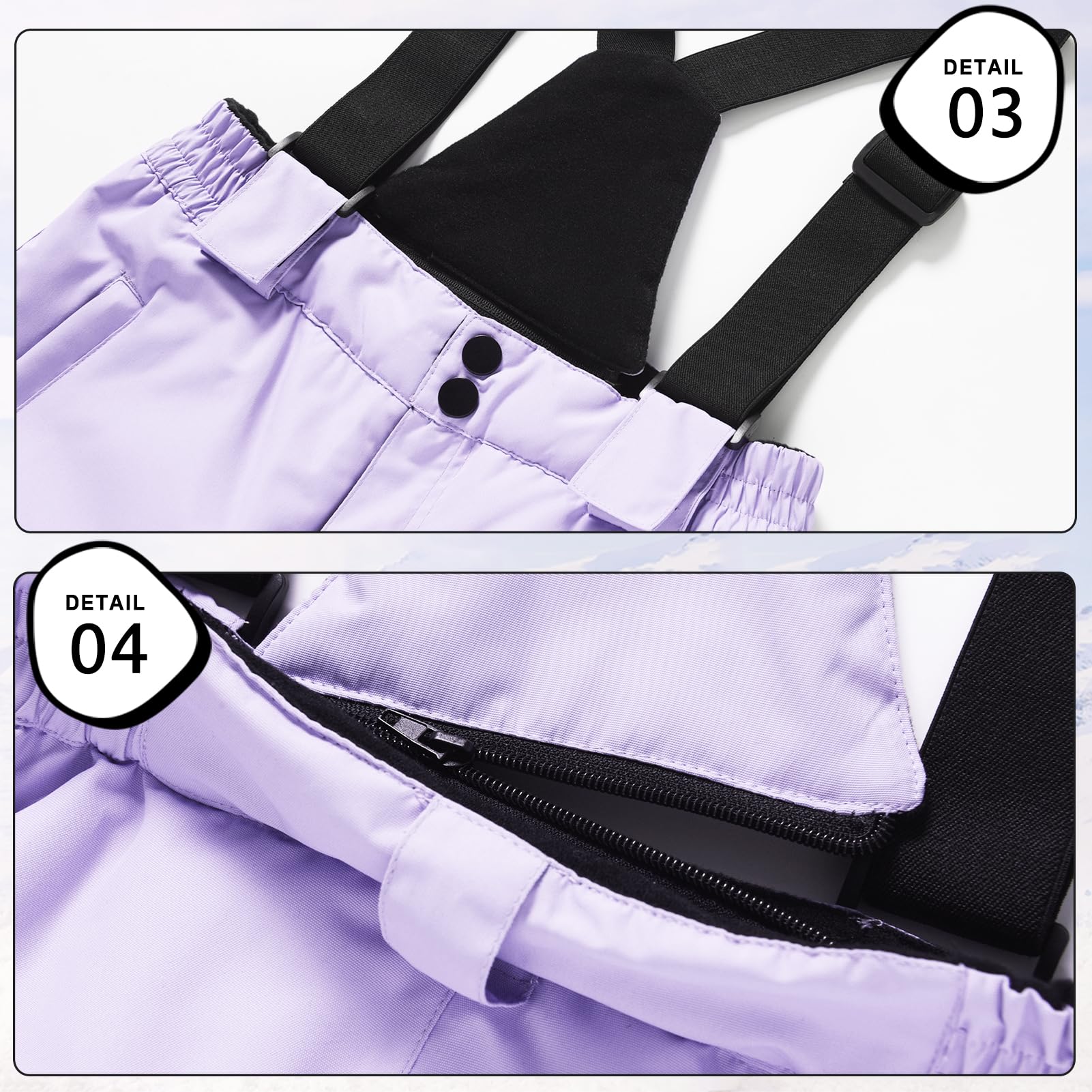 Traje de Esquí Niños Niñas Conjunto de Nieve 2 Piezas Abrigo con Capucha + Pantalón Traje de Nieve a Preuba de Viento Impermeable