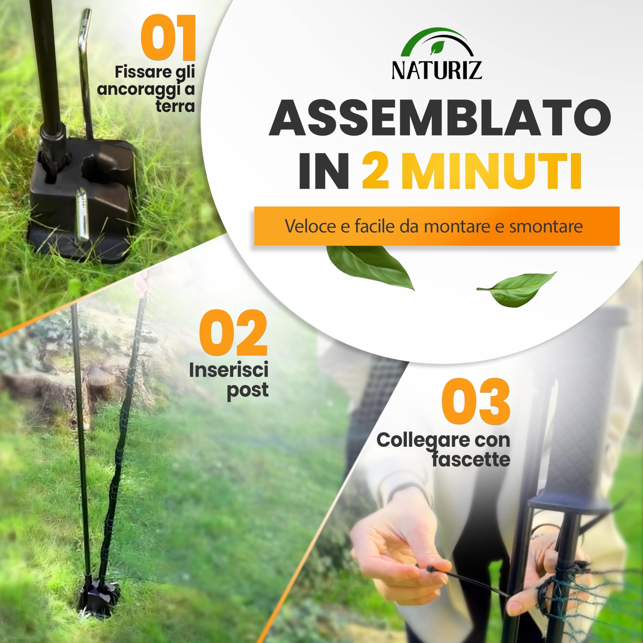 NATURIZ Recinzione cancello con apertura con una sola mano – cancello mobile per campeggio, giardino e pascolo – porta di vimini con montaggio e smontaggio rapido, senza elettricità