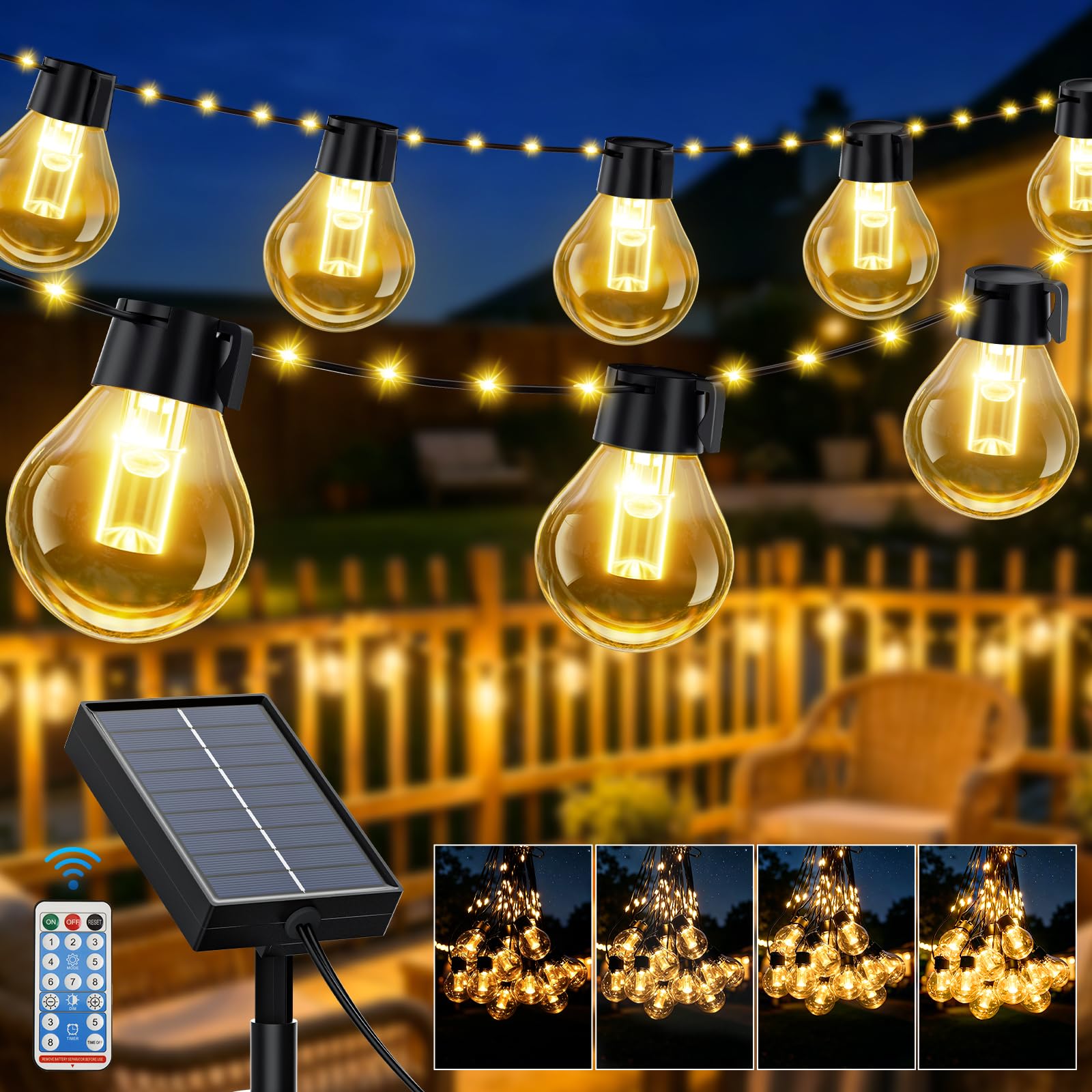 FIFlying Lucine solari da esterno 200 LED - 20+2 m Illuminazione da esterno Giardino Balcone 8 modalità - Dimmerabile resistente alle intemperie con telecomando