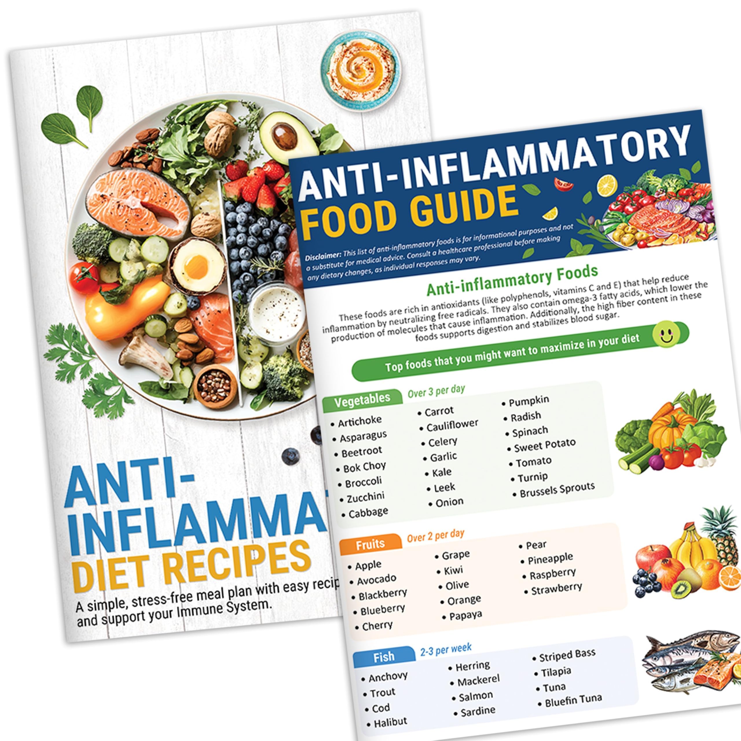 Set 2 Anti Inflammatory Diet Foods List, The Anti Inflammatory Diet And Action Plan Brochure, Nutrition Grocery, Foods To Eat-Avoid, Recipes Guide For Beginners, Healthy Nourishing Plan, Antioxidants