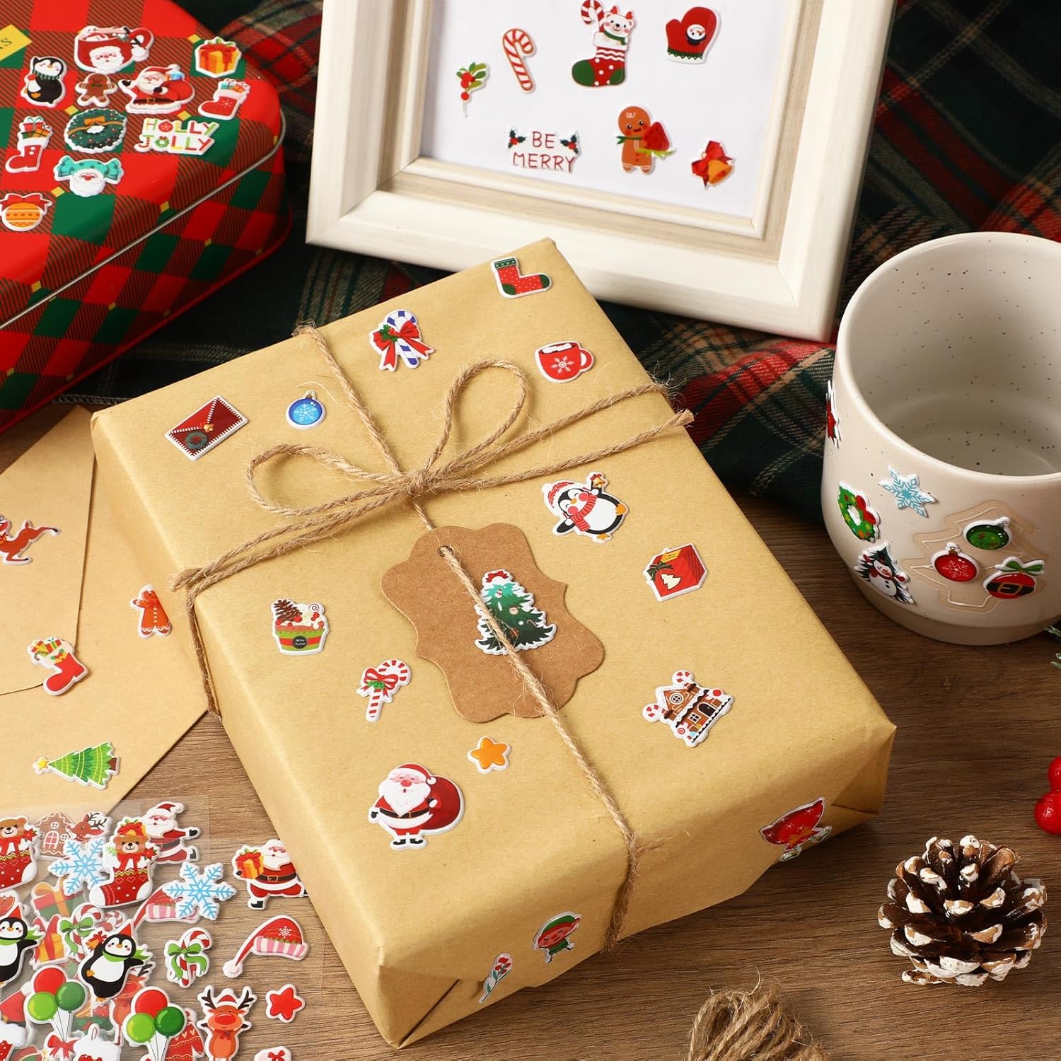 UPINS Christmas Stickers, 12 Sheets UPINS Holiday Stickers 3D Puffy Sticker Cute Snowman Reindeer Tree Santa Foam Decals for Christmas Party Favors Scrapbooking