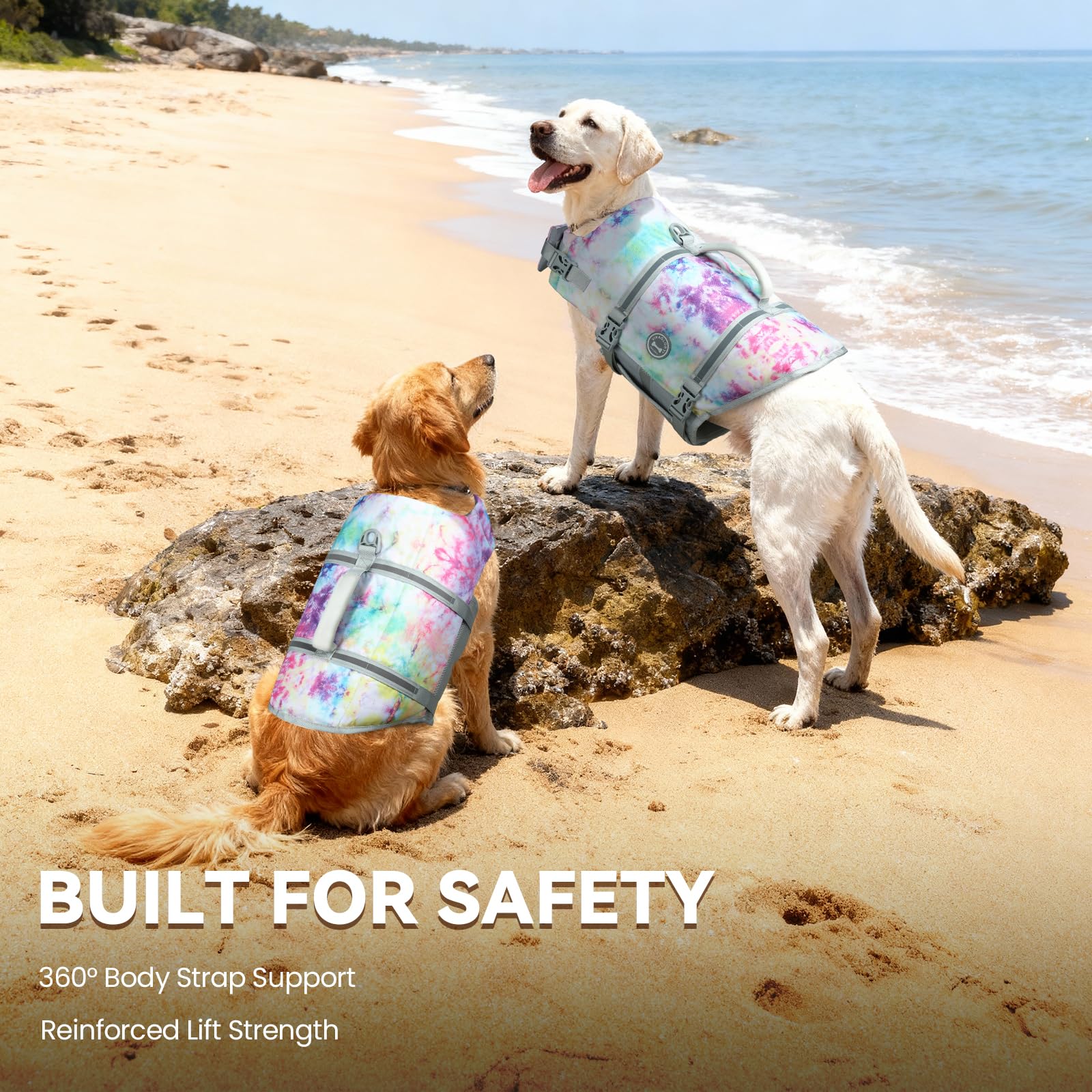 VIVAGLORY Rip Stop Dog Life Jacket, Buoyancy Aid with Handle, Buoyancy for Doggy, Dog Life Jacket for Swimming & Boating, XXS, Bright Orange — view 15