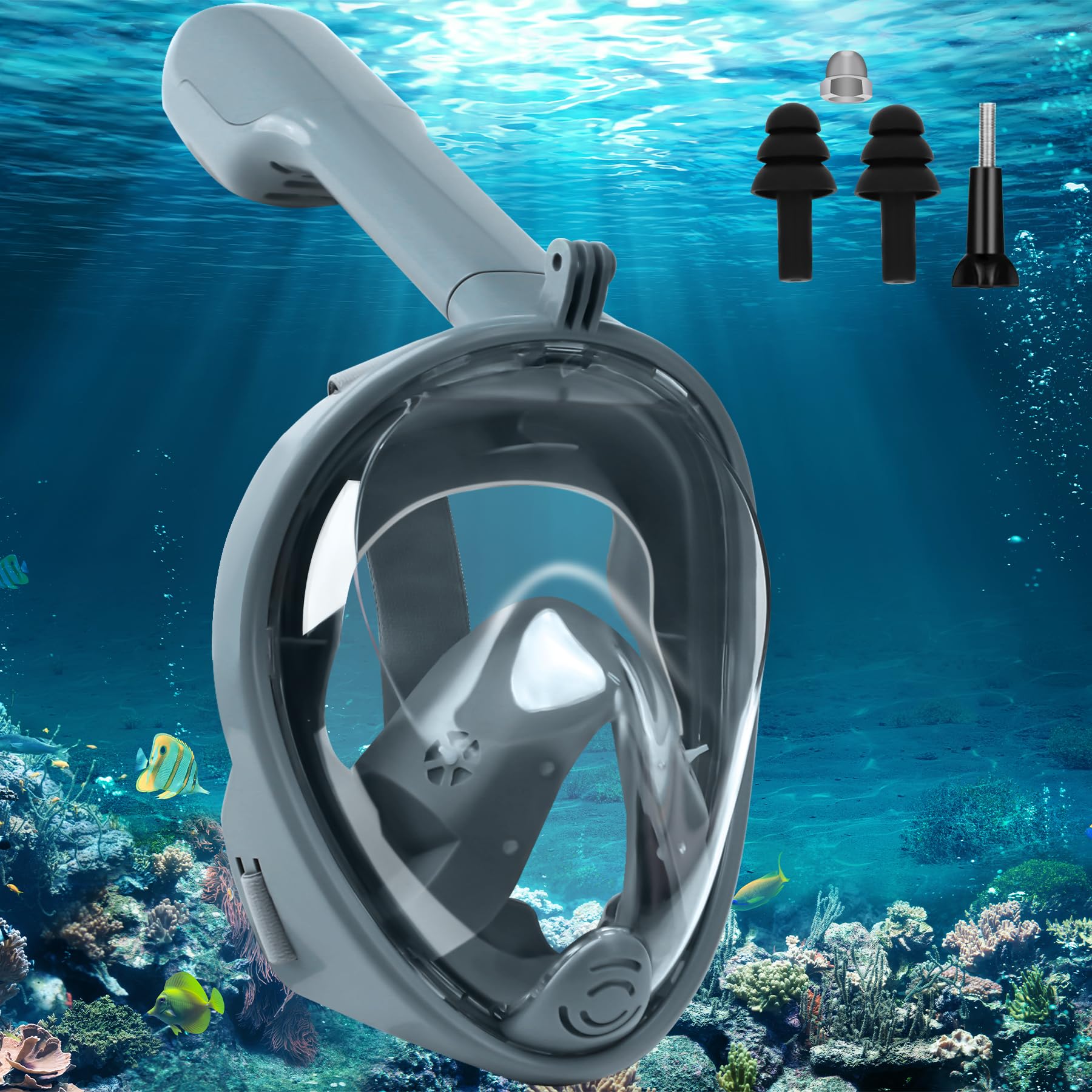 Mascara Snorkel Adulto Completa, 180° Panorámica HD Vista Mascara Buceo, Snorkel Mask Dry Antivaho, Gafas Snorkel Cristal Templado Anti-Fugas, Profesional Gafas Buceo para Hombres Mujeres