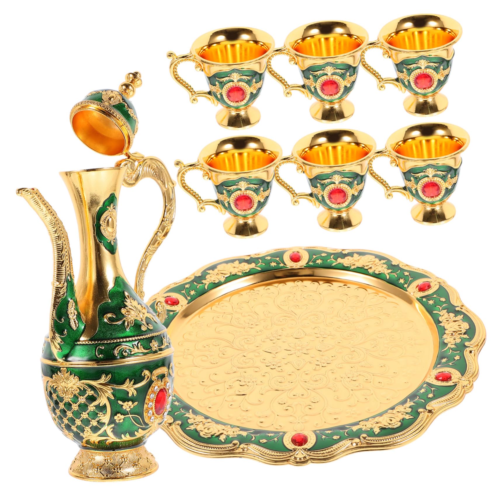 Service à Thé en Métal Style Vintage, 1 Set Alliage de Zinc