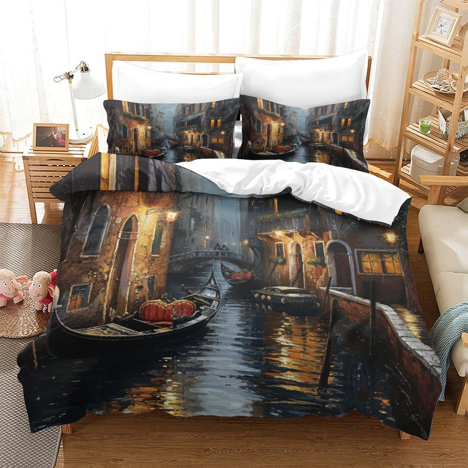 Parure de lit Venice 260x220 cm en microfibre pour lit super king size