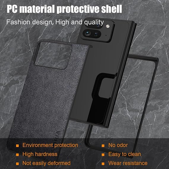for Google Pixel 9 Pro Fold Case, Premium Leather Phone Cover Retro Design Full Protective Case (Black, for Pixel 9 Pro Fold)